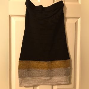 Sexy Strapless Gold and Black Dress